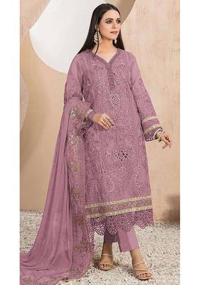 Heavy organza with boring embroidered sequin work semistitched pakistani suit 1