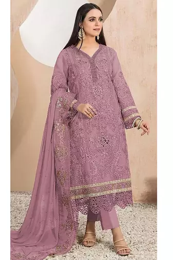 Heavy organza with boring embroidered sequence work semistitched pakistani suit