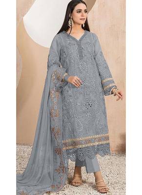Heavy organza with boring embroidered sequin work semistitched pakistani suit 1