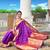 Purple silk blend saree with paithani rich weaved pallu and blouse