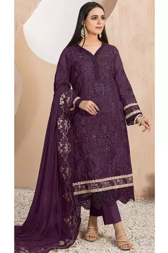 Heavy organza with boring embroidered sequence work semistitched pakistani suit
