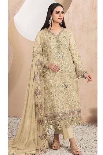 Heavy organza with boring embroidered sequence work semistitched pakistani suit