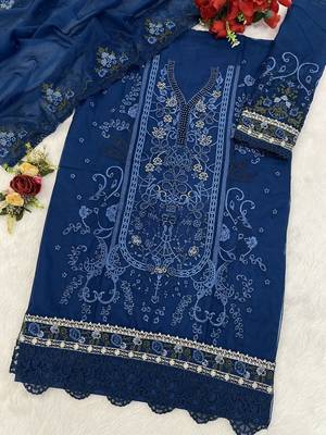 Heavy organza with boring embroidered sequin work semistitched pakistani suit 3