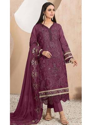 Heavy organza with boring embroidered sequin work semistitched pakistani suit 1