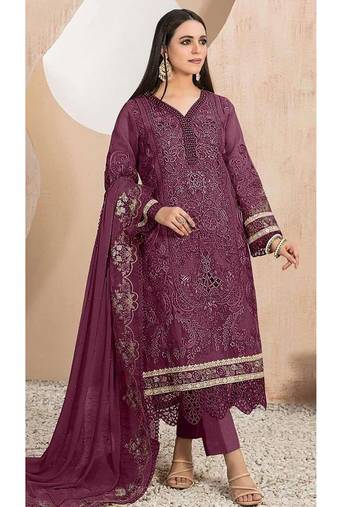 Heavy organza with boring embroidered sequence work semistitched pakistani suit