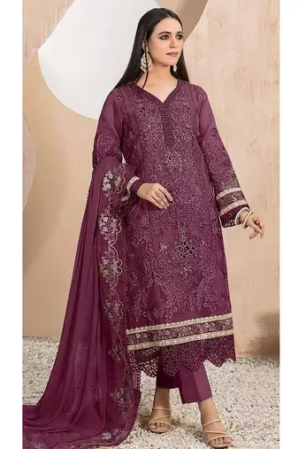 Heavy organza with boring embroidered sequence work semistitched pakistani suit