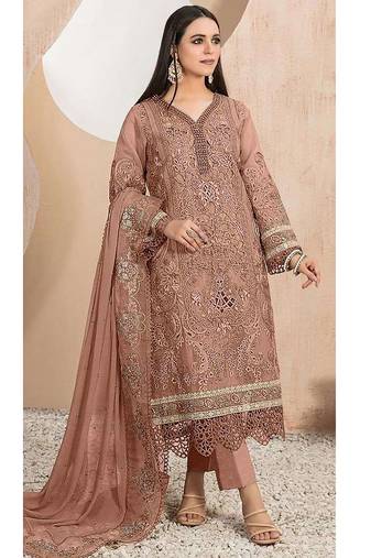 Heavy organza with boring embroidered sequence work semistitched pakistani suit