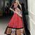 red Cotton Printed Chaniya Choli with Gamthi Work and Mirror Embellishments