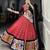 red Cotton Printed Chaniya Choli with Gamthi Work and Mirror Embellishments
