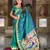 Rama color faux banarasi silk saree with paithani rich weaved pallu and blouse