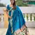 Sky blue color faux banarasi silk saree with paithani rich weaved pallu and blouse