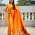 Orange color faux banarasi silk saree with paithani rich weaved pallu and blouse