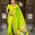 Parrot green color faux banarasi silk saree with paithani rich weaved pallu and blouse