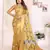 Yellow soft tissue silk cranes floral digital printed daily and festive wear saree