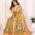 Yellow soft tissue silk cranes floral digital printed daily and festive wear saree