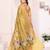 Yellow soft tissue silk cranes floral digital printed daily and festive wear saree