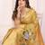 Yellow soft tissue silk cranes floral digital printed daily and festive wear saree