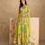 Olive green embroidery print & sequins work chinnon silk straight palazzo pant suit