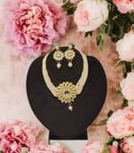 kundan pearl choker necklace set with earrings | traditional wedding jewelry for women & girls