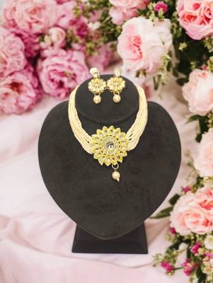 kundan pearl choker necklace set with earrings | traditional wedding jewelry for women & girls 3
