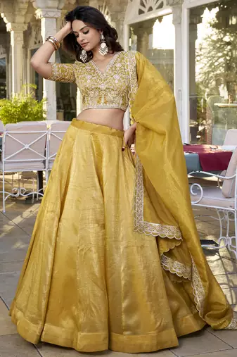 Golden embroidered Lehenga choli set