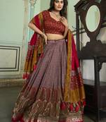 Multicolor Kashmiri Print With Foil Print tussar Silk Lehenga choli