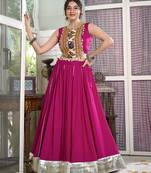 pink Rayon Chaniya Choli with Lace Border and Gota Patti work