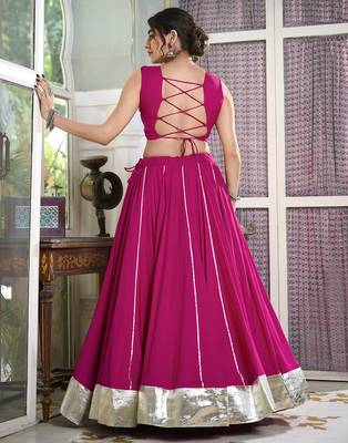 pink Rayon Chaniya Choli with Lace Border and Gota Patti work 3