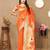 Orange color faux banarasi silk saree with paithani rich weaved pallu and blouse