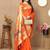 Orange color faux banarasi silk saree with paithani rich weaved pallu and blouse