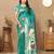 Rama color faux banarasi silk saree with paithani rich weaved pallu and blouse