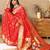 Red color faux banarasi silk saree with paithani rich weaved pallu and blouse