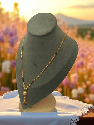 Gold plated traditional designer mangalsutra for women | beaded chain with jhumka style pendant 2