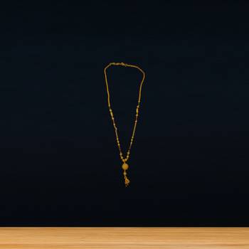 Gold plated traditional designer mangalsutra for women | beaded chain with jhumka style pendant 3