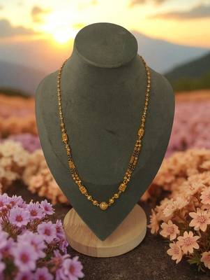 Traditional gold plated double chain mangalsutra for women | black beads with designer beads pendant" 1
