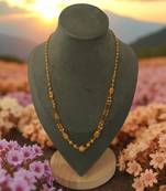 Traditional gold plated double chain mangalsutra for women | black beads with designer beads pendant"