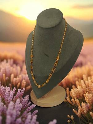 Traditional gold plated double chain mangalsutra for women | black beads with designer beads pendant" 2