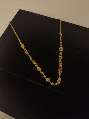 Traditional gold plated double chain mangalsutra for women | black beads with designer beads pendant" 3