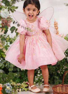 baby pink woven organza twinkle kids frock 4