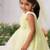 Light green organza woven daffodil frock for girls