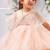 Peach satin woven tulip frock for girls