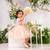 Peach satin woven tulip frock for girls