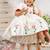 Off white satin printed jasmine gown for girls