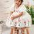 Off white satin printed jasmine gown for girls