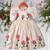 Off white satin printed jasmine gown for girls