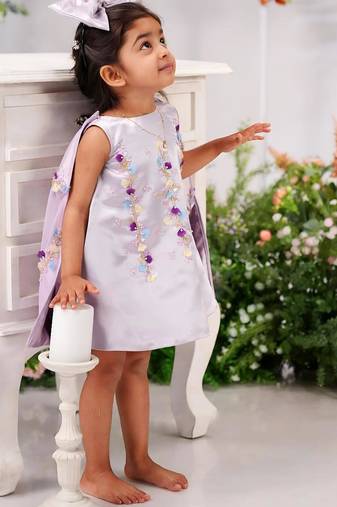 Lavender
 satin embroidered lavender
 frock for girls