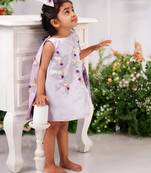 Lavender satin embroidered lavender frock for girls