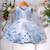 Skyblue satin embroidered sky gown for girls