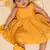 Yellow tissue printed sitara frock for girls