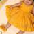 Yellow tissue printed sitara frock for girls